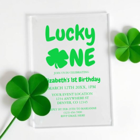 Lucky One St Patrick's Day 1st Birthday Acryleinladungen