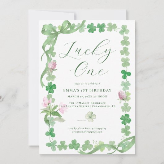 Lucky One | St. Patrick's Day 1st Birthday Einladung (Vorderseite)