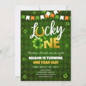 Lucky One St. Patrick's Day Boy First Birthday Inv Einladung (Vorderseite)