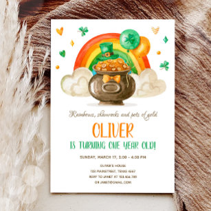 Lucky One St. Patrick's Day Boy First Birthday Inv Einladung