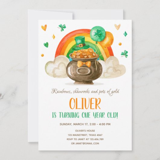 Lucky One St. Patrick's Day Boy First Birthday Inv Einladung (Vorderseite)