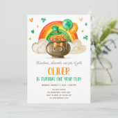 Lucky One St. Patrick's Day Boy First Birthday Inv Einladung (Stehend Vorderseite)