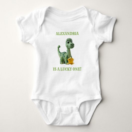 Lucky One St Patricks Day Dinosaurier Bodysuit Baby Strampler (Vorderseite)
