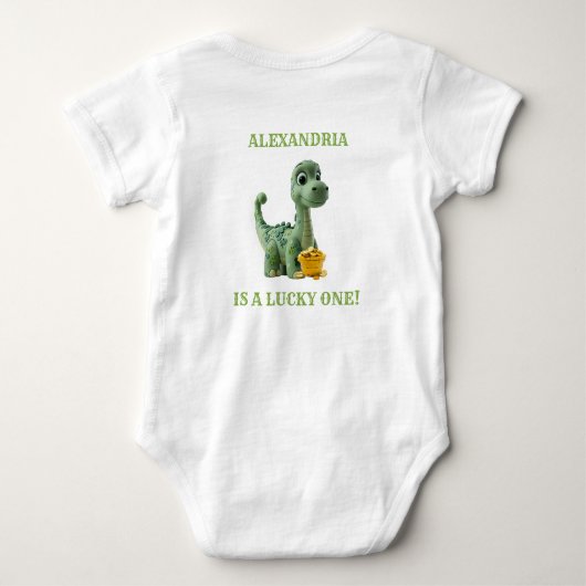 Lucky One St Patricks Day Dinosaurier Bodysuit Baby Strampler (Rückseite)