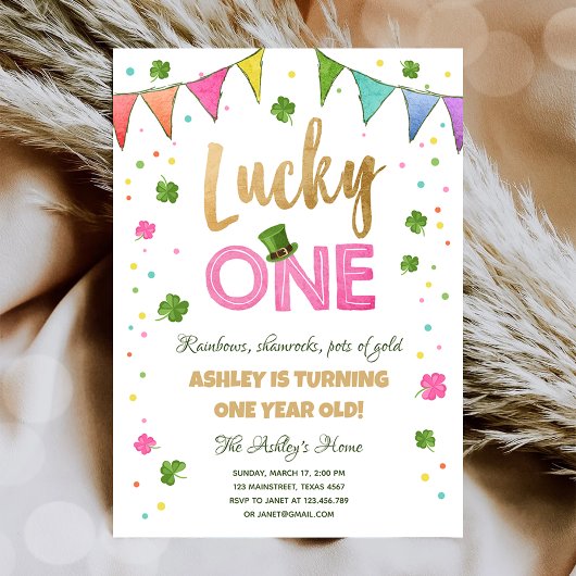 Lucky One St. Patrick's Day Girl Erster Geburtstag Einladung