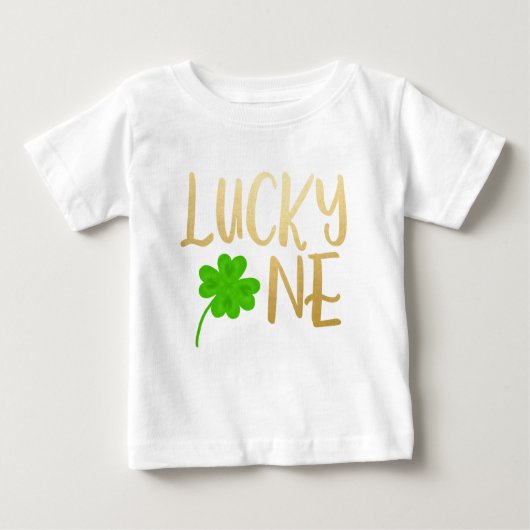 Lucky One St Patricks Day Gold Kleeblatt Geburtsta Baby T-shirt (Vorderseite)