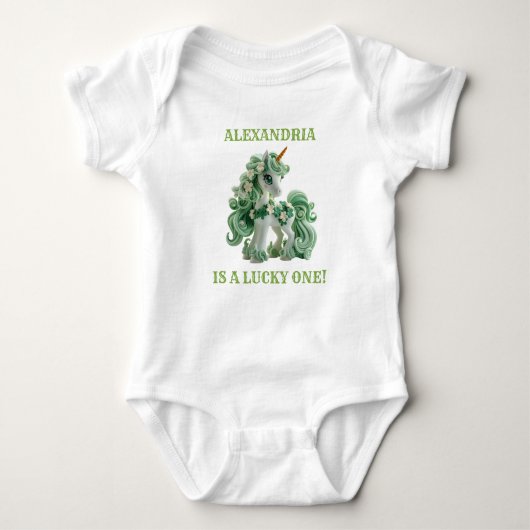 Lucky One St Patricks Day Unicorn Bodysuit Baby Strampler (Vorderseite)