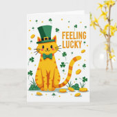 Lucky Orange Katze St. Patricks Tag Karte (Gelbe Blume)