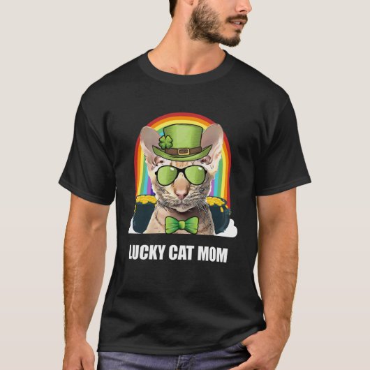 Lucky Oriental Cat Mom St Patricks Day T-Shirt (Vorderseite)