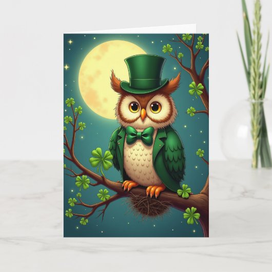Lucky Owl Moonlit Scene Card Karte (Vorderseite)