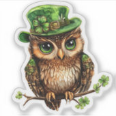 Lucky Owl St. Patrick's Day Sticker (Vorderseite)