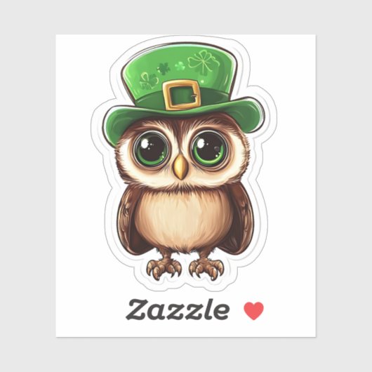 Lucky Owl St. Patrick's Day Sticker (Blatt)