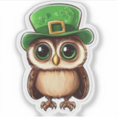 Lucky Owl St. Patrick's Day Sticker (Vorderseite)