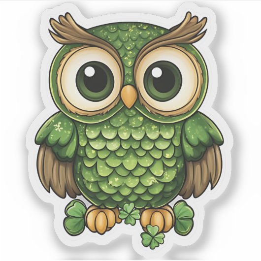 Lucky Owl St. Patrick's Day Sticker (Vorderseite)