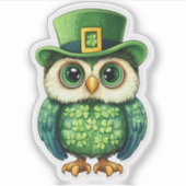 Lucky Owl St. Patrick's Day Sticker (Vorderseite)