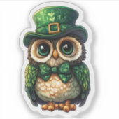 Lucky Owl St. Patrick's Day Sticker (Vorderseite)
