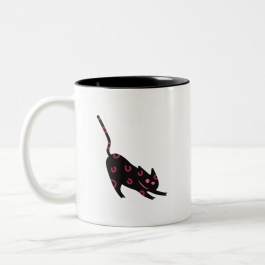 Lucky Panther Mug | Bold Cat Energy Zweifarbige Tasse (Links)
