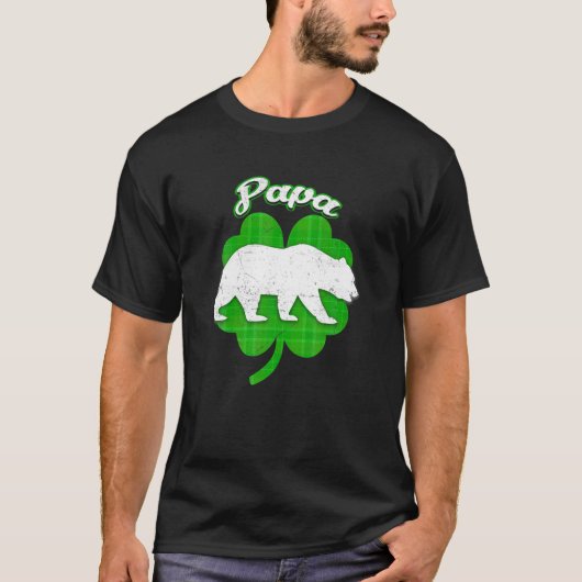 Lucky Papa Bear Clover Irish Funny Matching St Pat T-Shirt (Vorderseite)