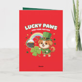  "Lucky Paws St. Patrick's Day Welpe" Karte (Rückseite)