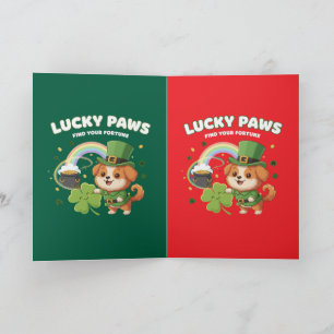 "Lucky Paws St. Patrick's Day Welpe" Karte