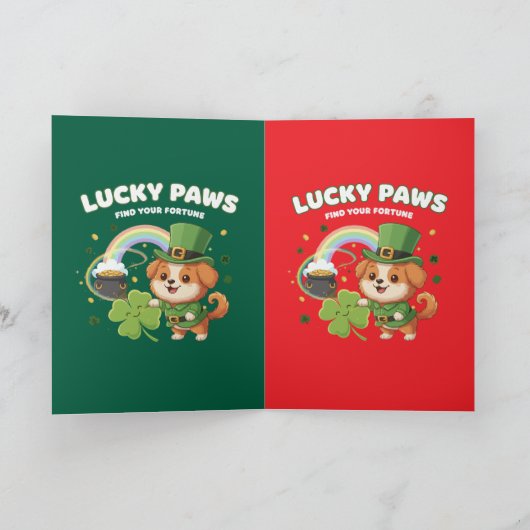  "Lucky Paws St. Patrick's Day Welpe" Karte (Innenseite)