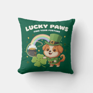 "Lucky Paws St. Patrick's Day Welpe" Kissen