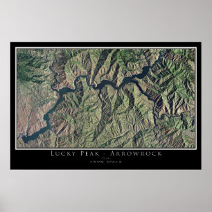 Lucky Peak und Arrowrock Seen Idaho Satellitenkart Poster