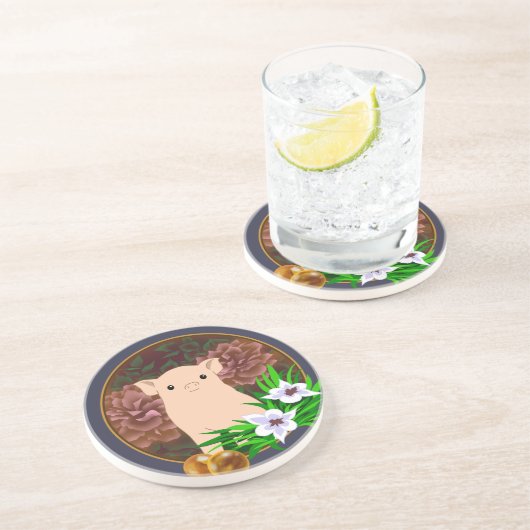 Lucky Pig Getränkeuntersetzer (Seite)