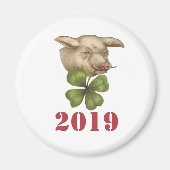 Lucky Pig mit Klee im Mund - Jahr des Schweins Magnet (Vorne)