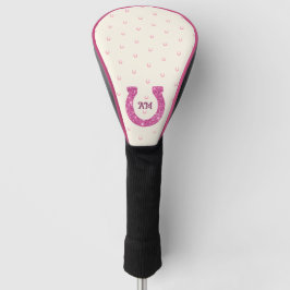 Lucky Pink Glitzer Horseshoe mit Monogramm Golf Headcover