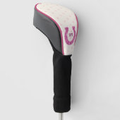 Lucky Pink Glitzer Horseshoe mit Monogramm Golf Headcover (angewinkelt)