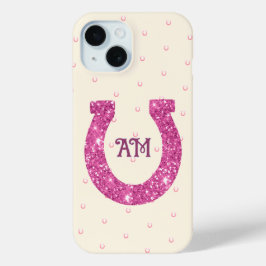 Lucky Pink Glitzer Horseshoe Name Initials Case-Mate iPhone Hülle