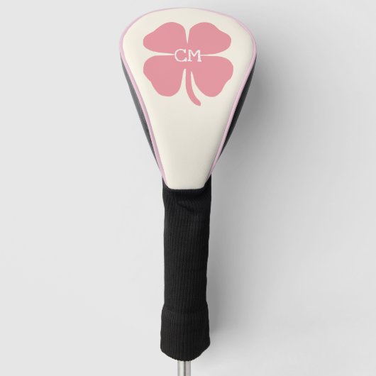 Lucky Pink Klee mit Monogramm Golf Headcover (Vorderseite)