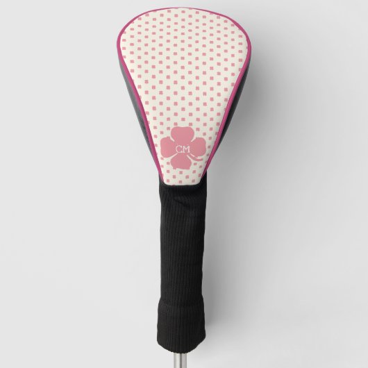 Lucky Pink Klee mit Monogramm Golf Headcover (Vorderseite)