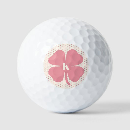 Lucky Pink Klee mit Monogramm Golfball (Vorderseite)
