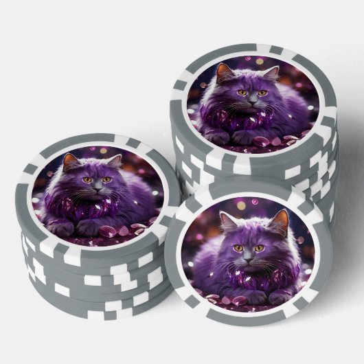 Lucky Poker Chips für Katzen Liebhaber (Stapel)