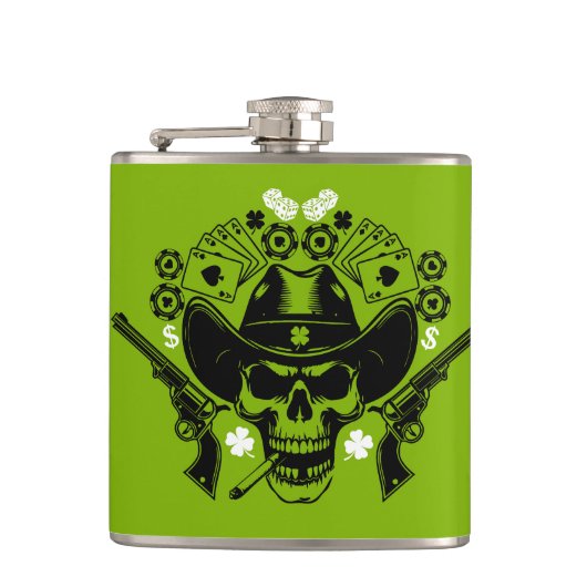Lucky Poker Skull Flachmann (Vorderseite)