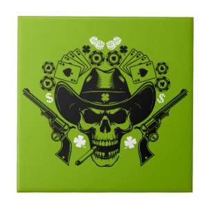 Lucky Poker Skull Fliese