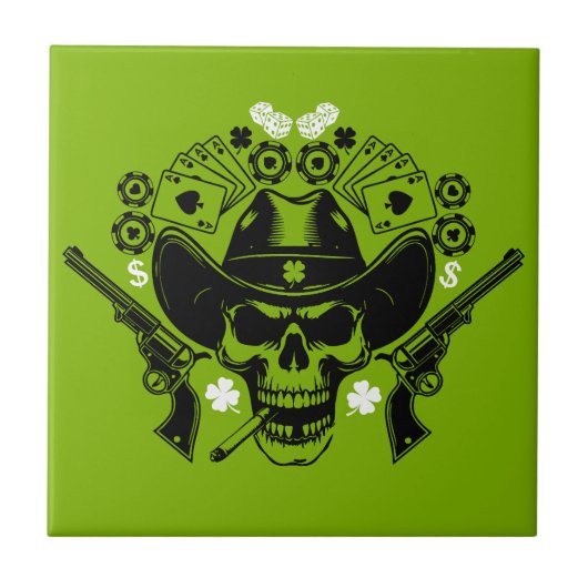 Lucky Poker Skull Fliese (Vorderseite)