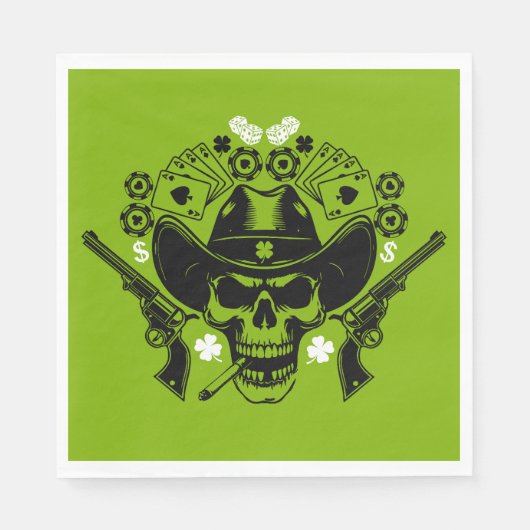 Lucky Poker Skull Serviette (Vorderseite)