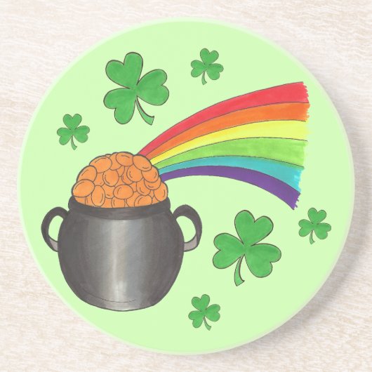 Lucky Pot of Gold Kleeblatt St. Patrick's Day Gree Untersetzer (Vorne)