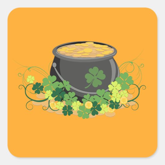 Lucky Pot of Gold St. Patrick’s Day Quadratischer Aufkleber (Vorderseite)