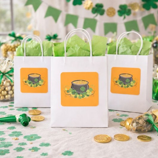 Lucky Pot of Gold St. Patrick’s Day Quadratischer Aufkleber