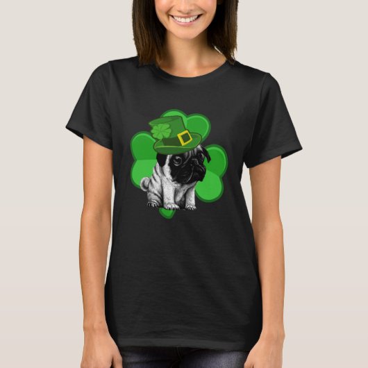 Lucky Pug St Patrick Shamrock C Dog Dad Mom Boy G T-Shirt (Vorderseite)