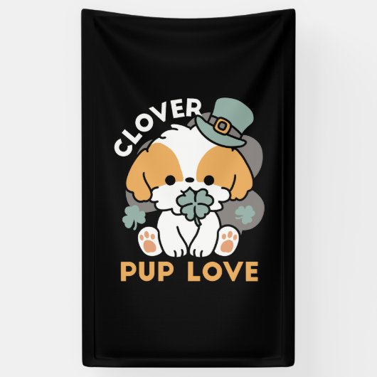 Lucky Pup mit Clover - St. Patrick's Day Gift Banner (Vertikal)