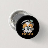 Lucky Pup mit Clover - St. Patrick's Day Gift Button (Vorne & Hinten)