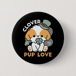 Lucky Pup mit Clover - St. Patrick's Day Gift Button