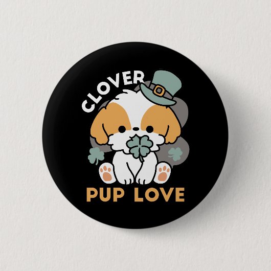Lucky Pup mit Clover - St. Patrick's Day Gift Button (Vorderseite)