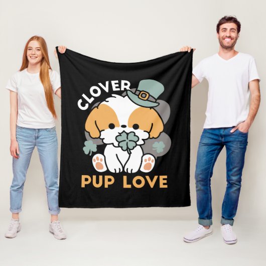 Lucky Pup mit Clover - St. Patrick's Day Gift Fleecedecke (Beispiel)
