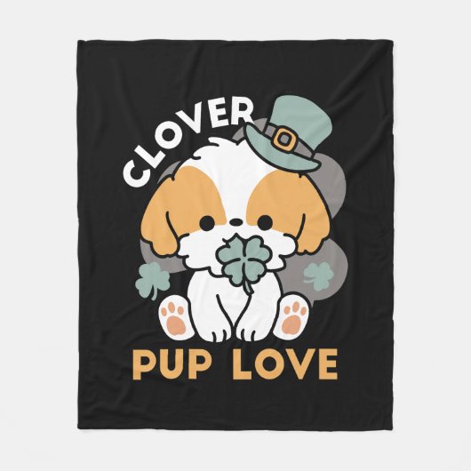 Lucky Pup mit Clover - St. Patrick's Day Gift Fleecedecke (Vorderseite)